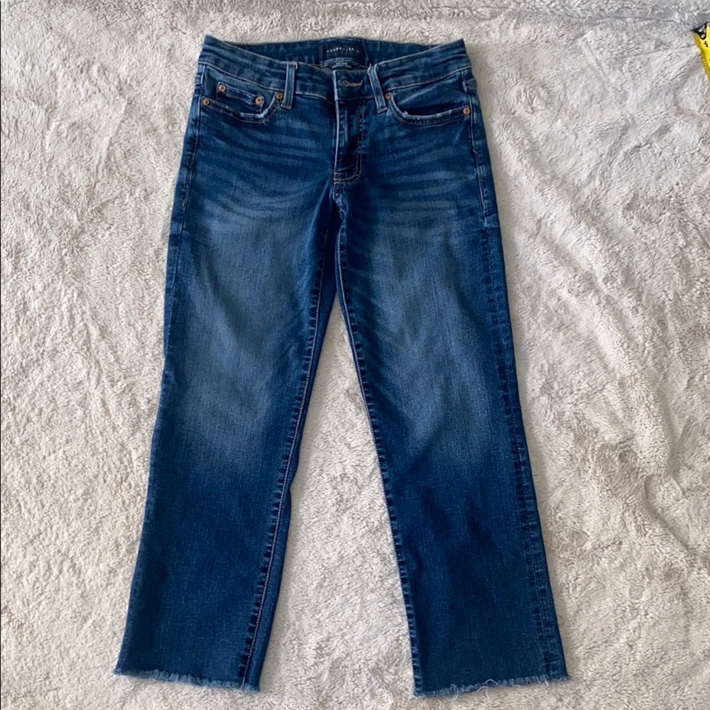Aeropostale Blue Straight Leg Jeans with Frayed Hem